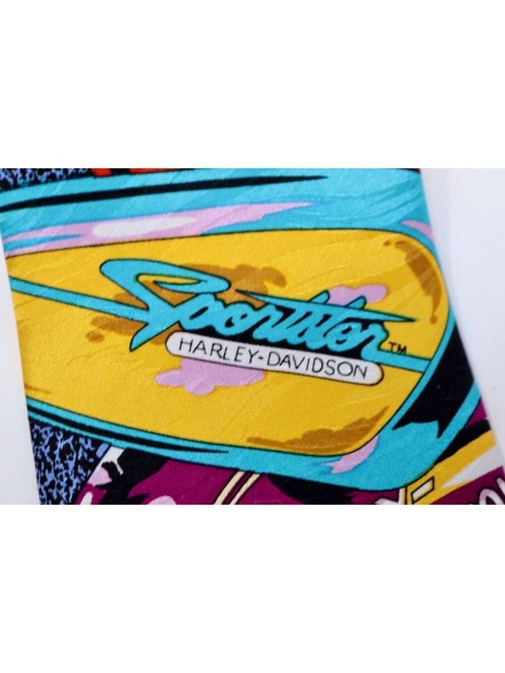 Harley Davidson Pop Art Biker Core Tie Silk Eclectric Grandpa Motorcycle Novelty - Picture 4 of 11